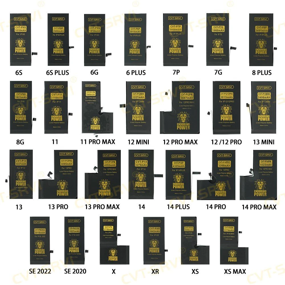 100% Tested Mobile Phone Battery High Quality Parts Replacement Lithium Battery for Iph 6 7 8 X 11 12 13 14 PRO Max Plus Se