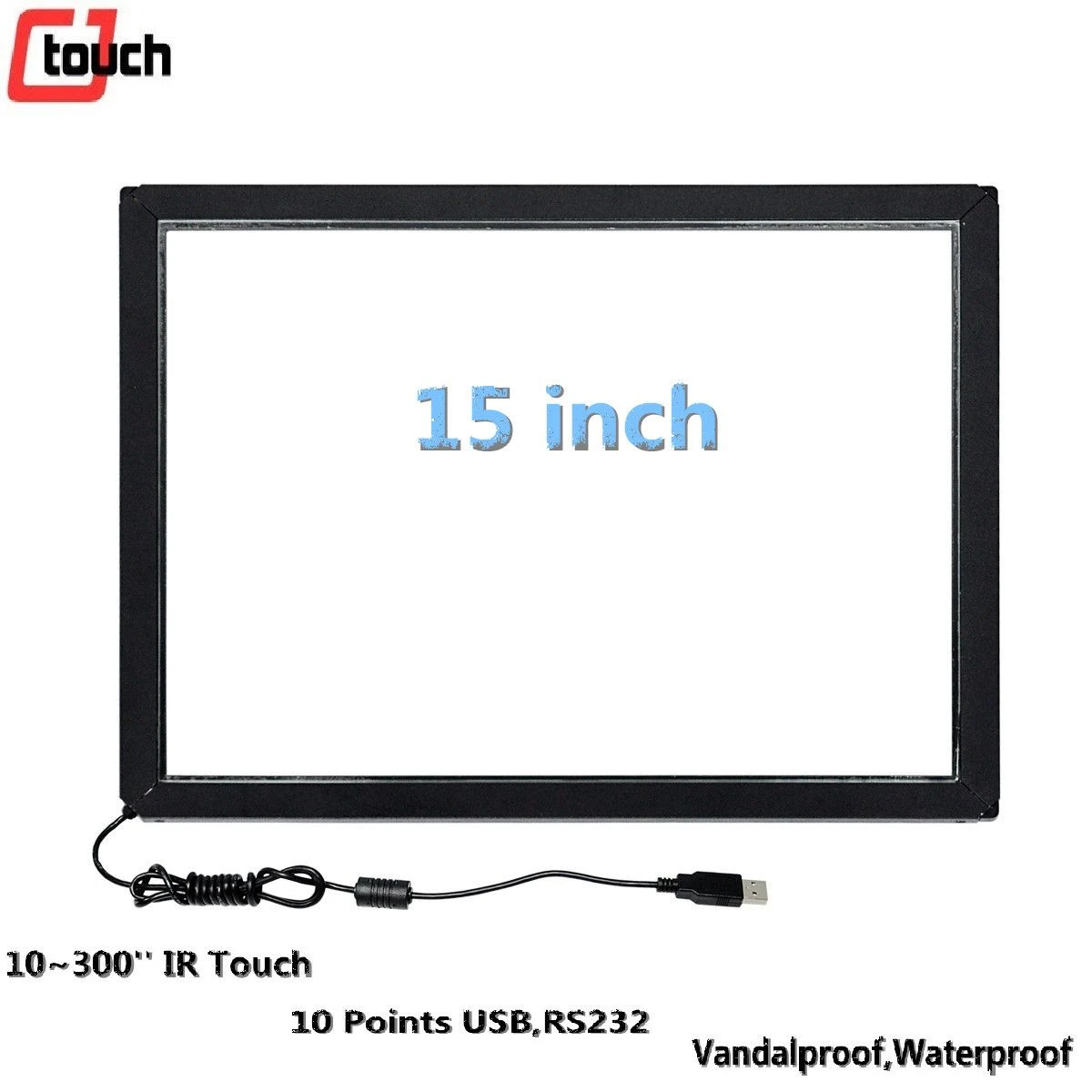 15 Inch Infrared Touchscreen Solution Waterproof IR Touch Frame for Kiosk 15″ LCD Display Panel Overlays Kit Tempered Glass