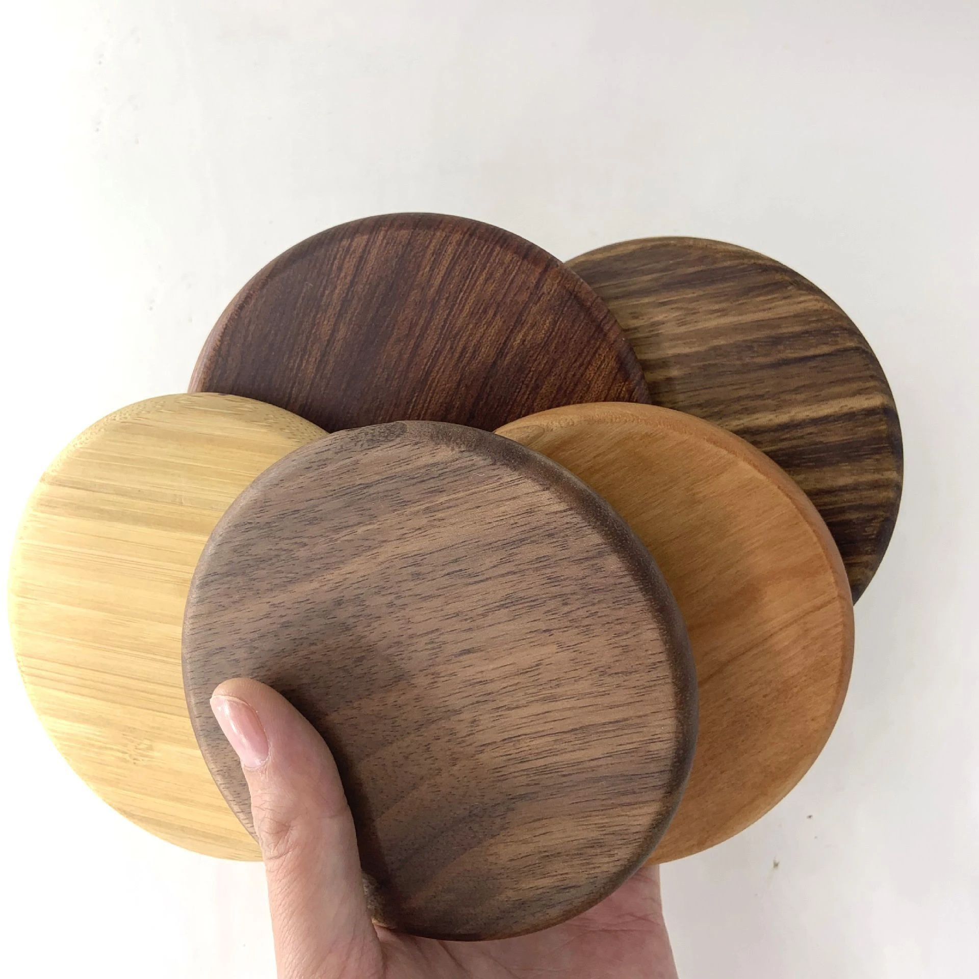 15W Fast Charging Portable Wireless Charger Universal Bamboo Cherry Walnut Wood Wireless Charger
