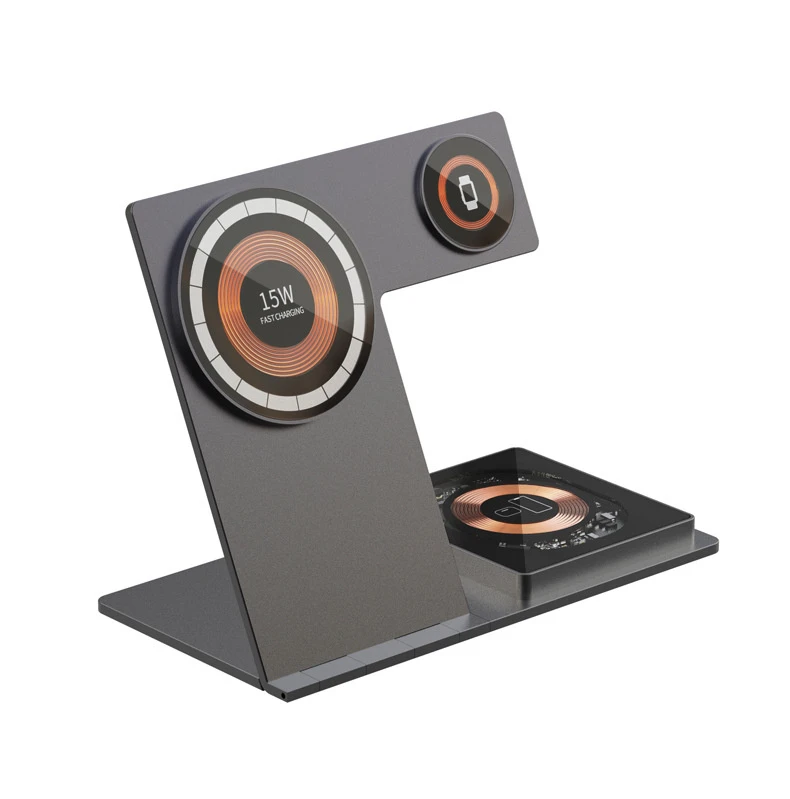 15W Magnetic Watch Charger Magsafe Transparent Folding 3 in 1 Phone Wireless Charging