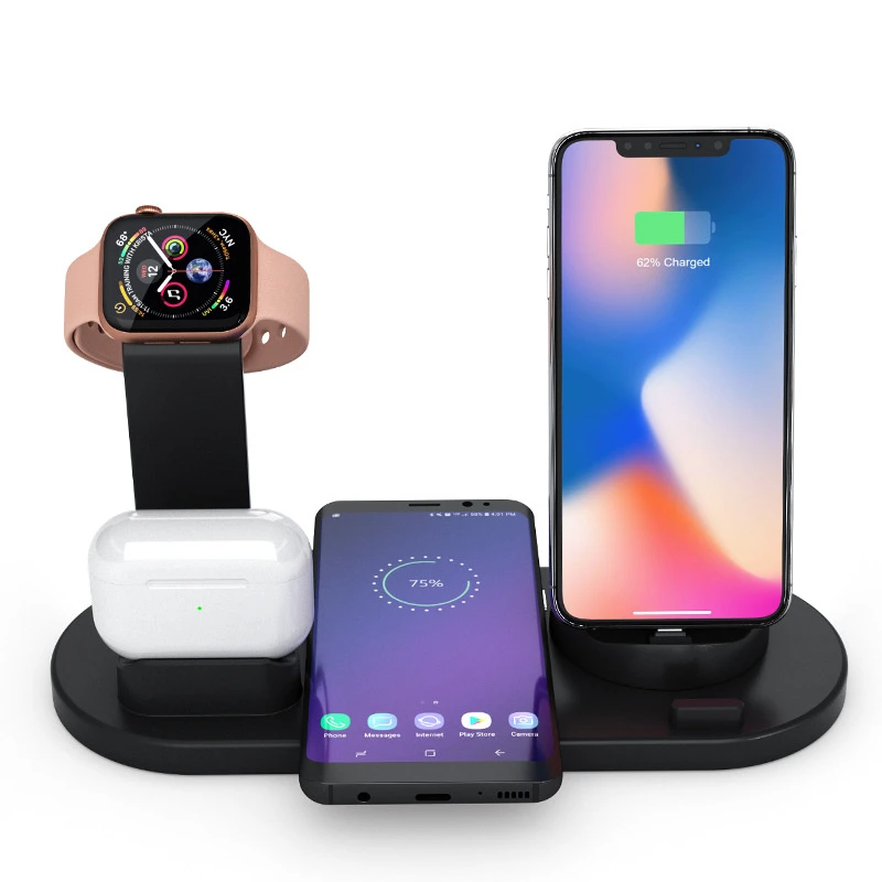 15W Qi Fast Wireless Charger 3 in 1 Station for iPhone Watch Pods Androids