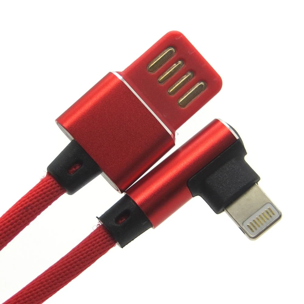 2.4A High-End Fast Charger 8 Pin Cable Two Double Side 90 Degree Lightning USB Cable for iPhone X 8 Plus iPad Air Mimi 3 4