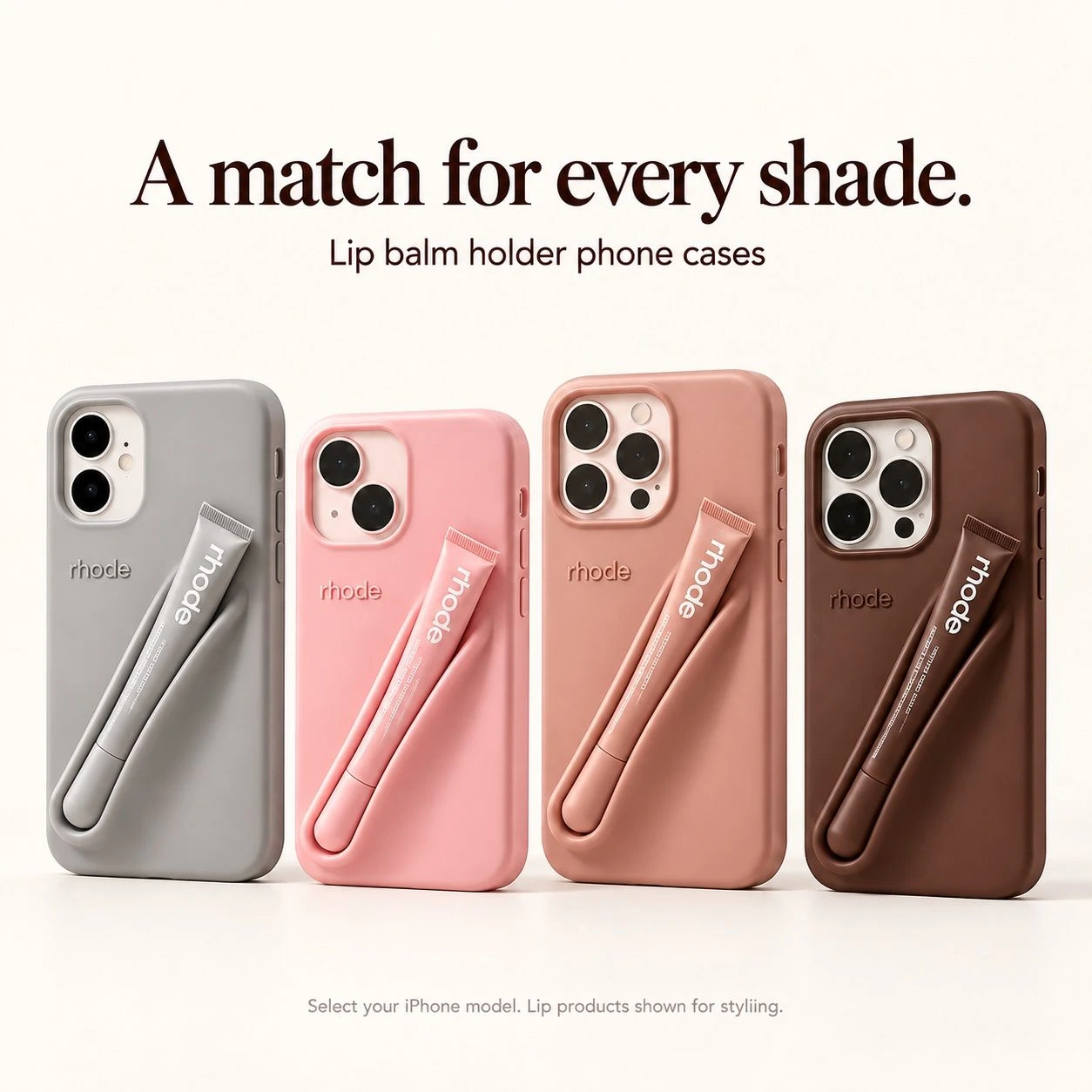 2-in-1 Customize Lip Balm Rhode Holder Phone iPhone 18 17 Case Lip Gloss Storage Cover Matte Smartphone Back Shell with Built-in Cosmetic Tube Slot