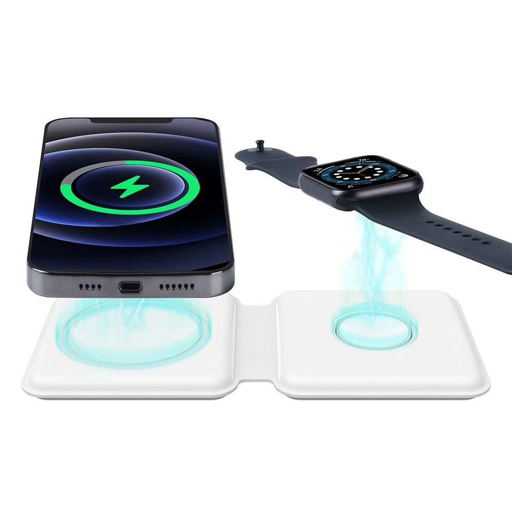 2 in 1 Foldable Magsafe Charger Duo for iPhone 12 Series for Apple Watch Magnetic Wireless Charger