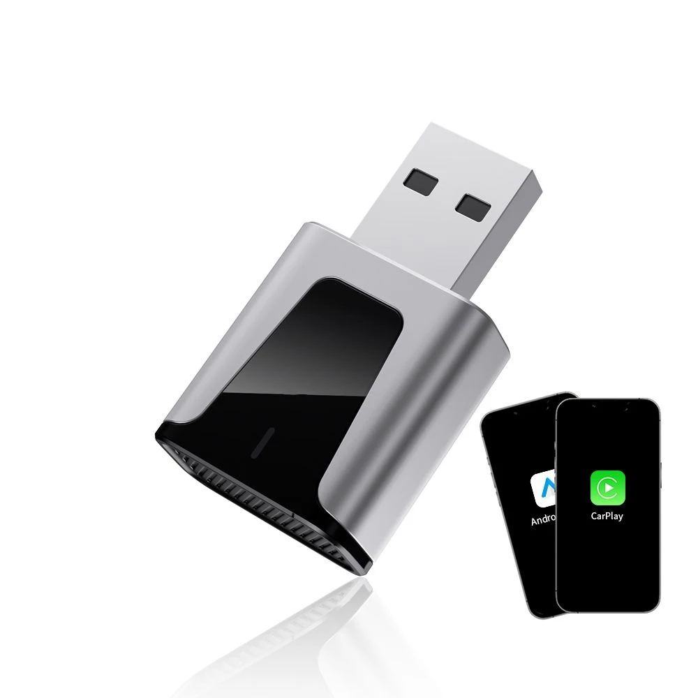 2 in 1 Wired to Wireless Carplay Dongle Android Auto Adapter for OEM Car Stereo with USB Plug and Play