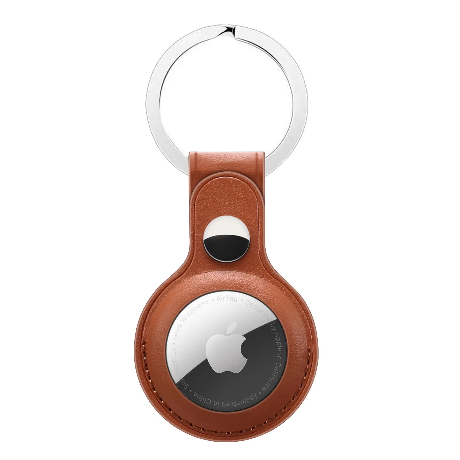 2021 Anti Lost Custom High Quality Genuine Leather Case Anti-Scratch Tracker Cover with Keychain for Airtag Finder
