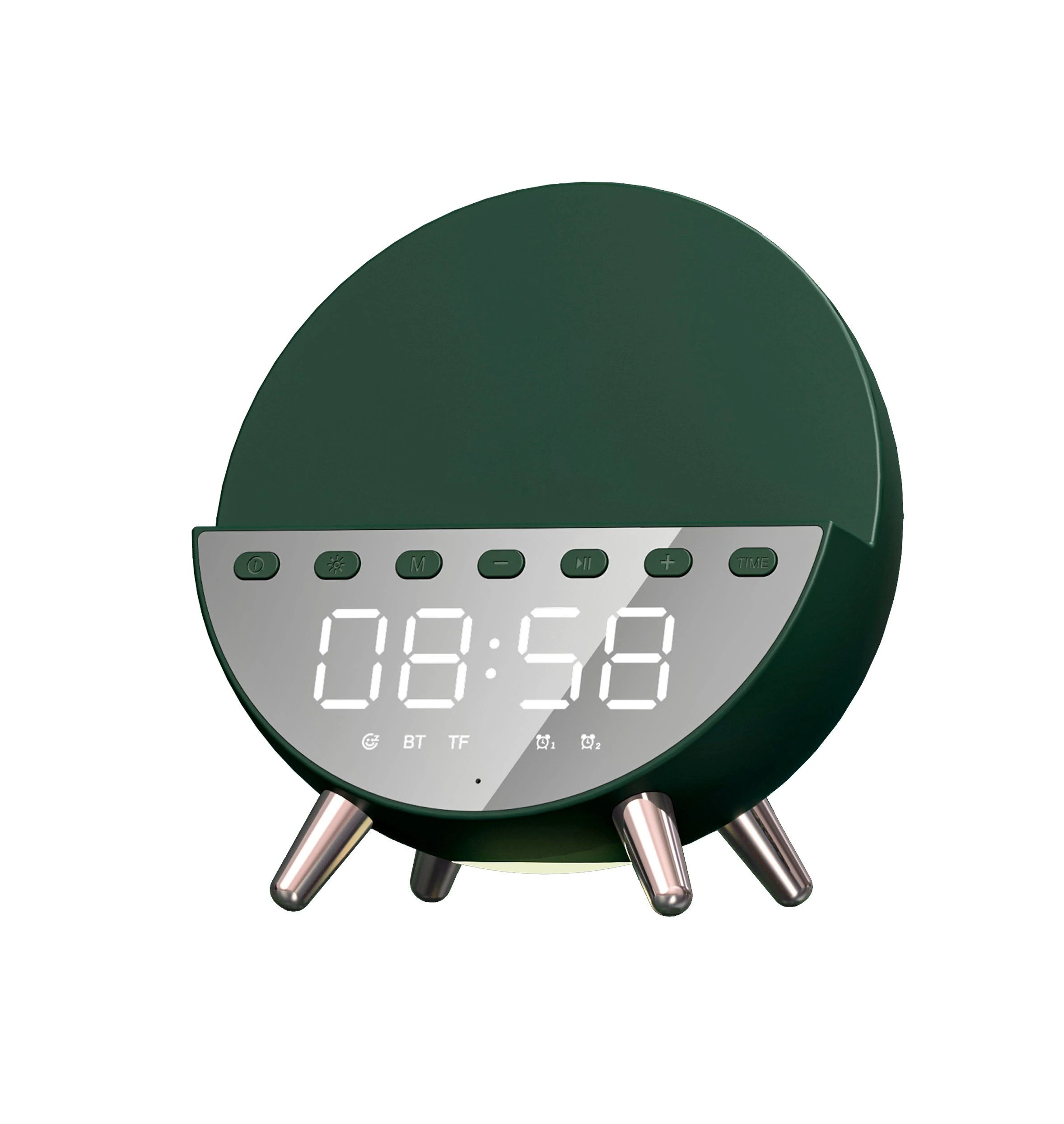 2022 Lasted 5 in 1 Smart Mobile Phone Fast Charging Wireless Charger with Clock/Bluetooth Speaker/FM/Mobile Stand etc
