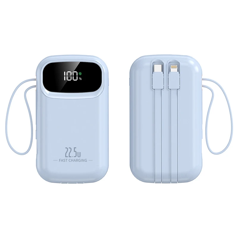 2024 New Model Slim 20000mAh Built in Cable Fast Charging 22.5W 20W Power Bank