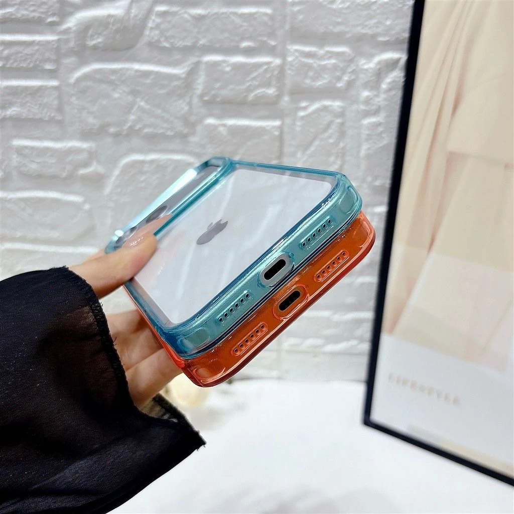 2026 Classic Simple Design PC+TPU Phone Case Color Frame Transparent Back