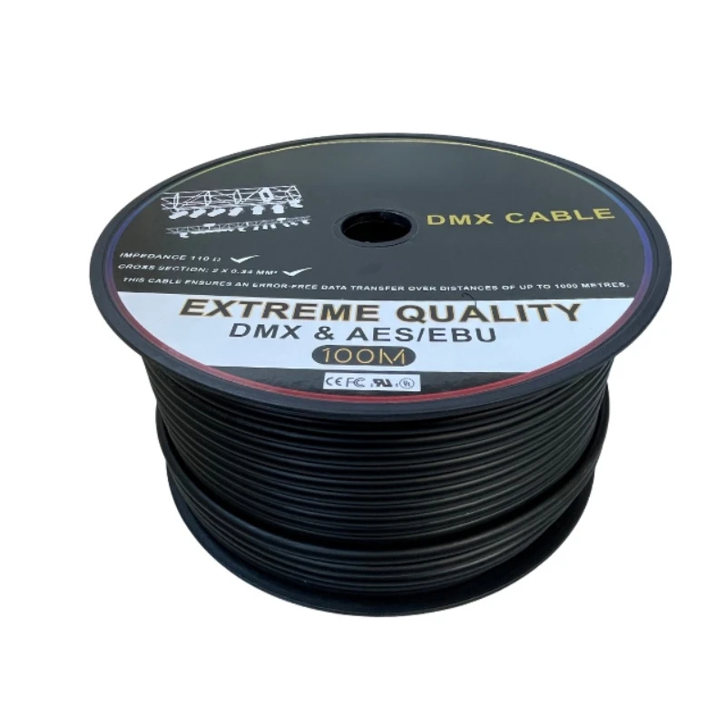 24AWG Copper DMX Stage Lighting Bulk Cable 2-Conductor DMX AES/Ebu Compatible 3-Pin XLR