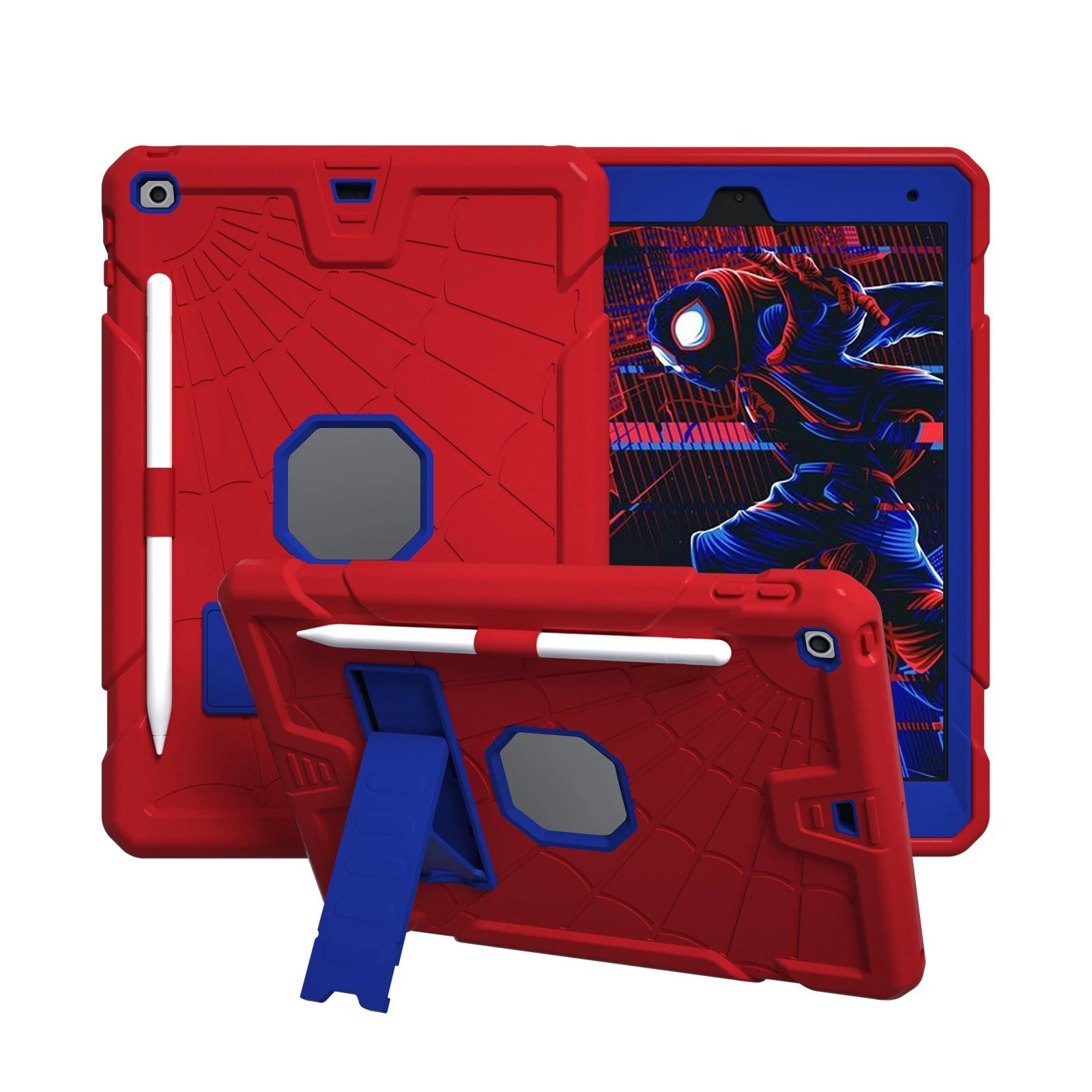 3 in 1 Heavy Duty Rugged Shockproof Protective Tablet Cover with Stand Pen Holder for iPad 7/8/9 10.2 2019/2020/2021