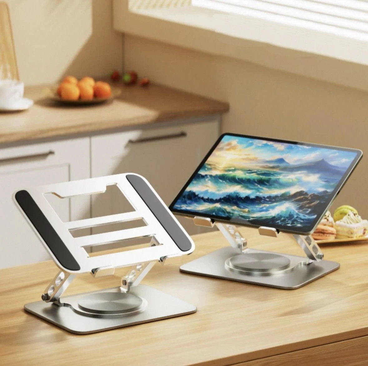 360 Rotating Ergonimic Foldable Laptop Stand Riser for Desk Compatible with MacBook PRO/Air Notebook