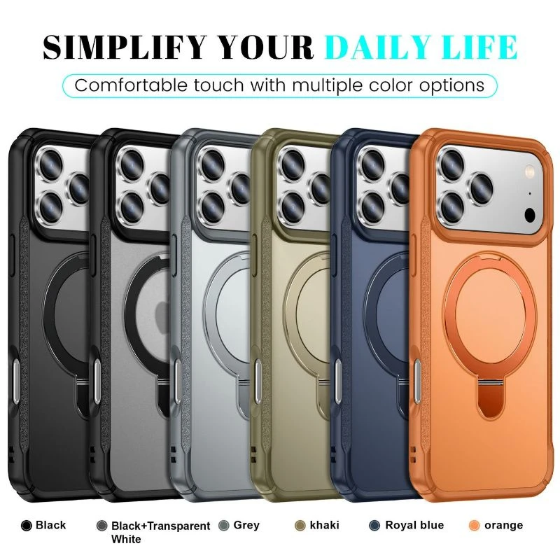 360 Rotating Magnetic Magsafe Ring Holder Phone Case for Phone 17 PRO/17PRO Max 16/15