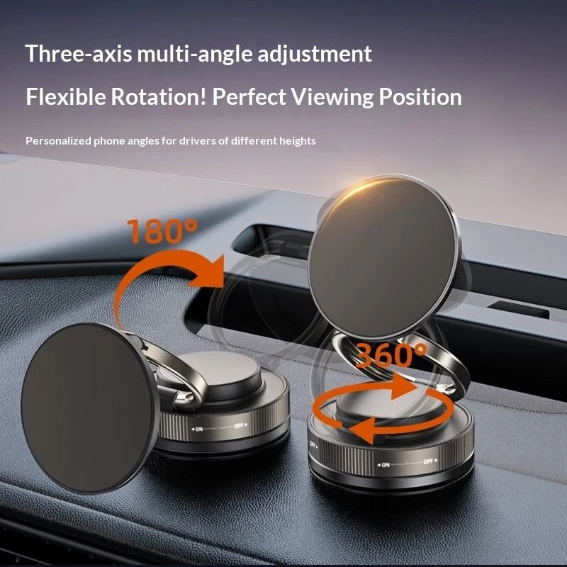 4. Metal Magnetic Phone Holder 360 Rotate Vacuum Mount Strong Suction Foldable Multi Surface for Car Desk Bath Universal All Phones