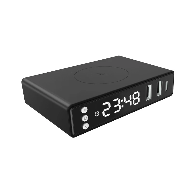 4 in 1 LED Display 10W 15W Digital Alarm Clock Wireless Charger