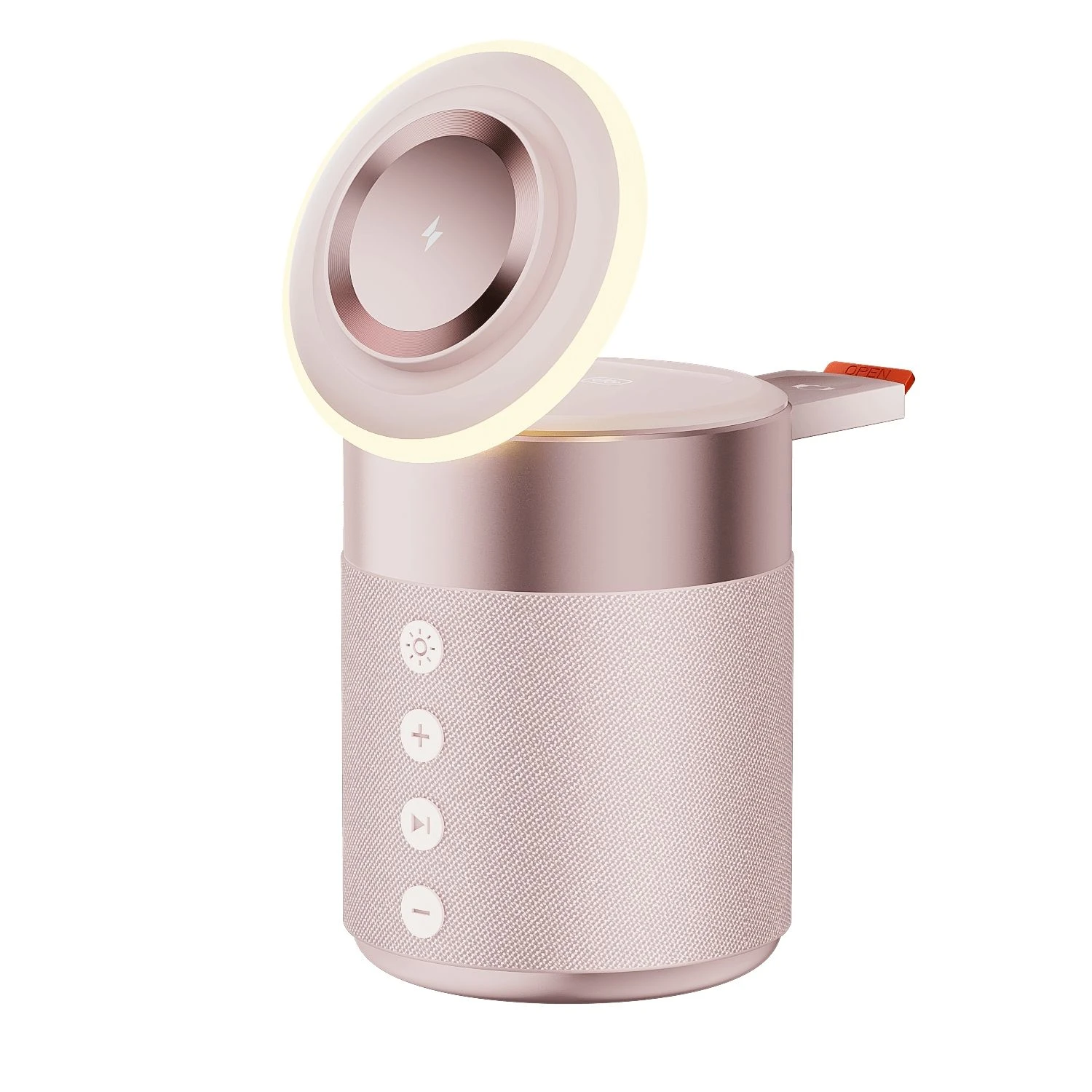 5-in-1 Wireless Charging Station Speaker 15W Wireless Charger Pink Color Private Label Custom Logo