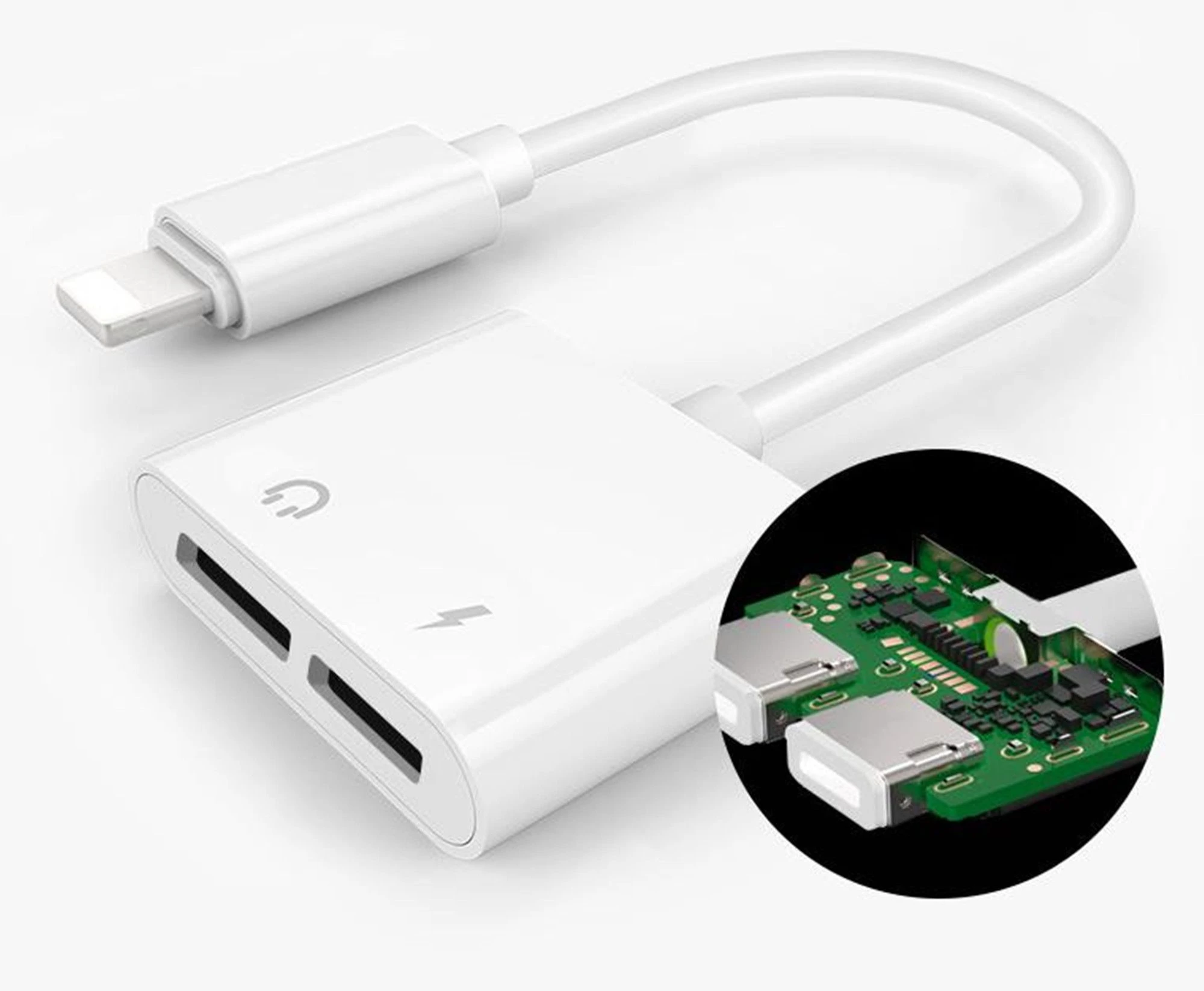 Adapter 2 in 1 for iPhone Headphones and Charger, Phone Call+Charging+Music