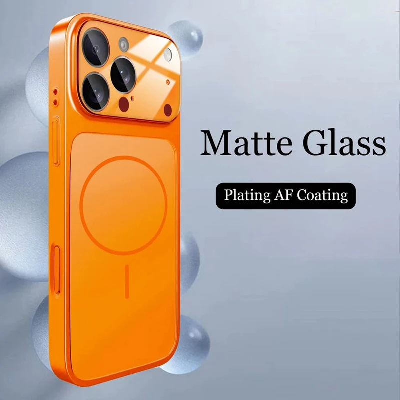 Anti-Fingerprint Frosted AG Glass Back Cover for iPhone 15 PRO Max Compatible with Magsafe Magnetic Case
