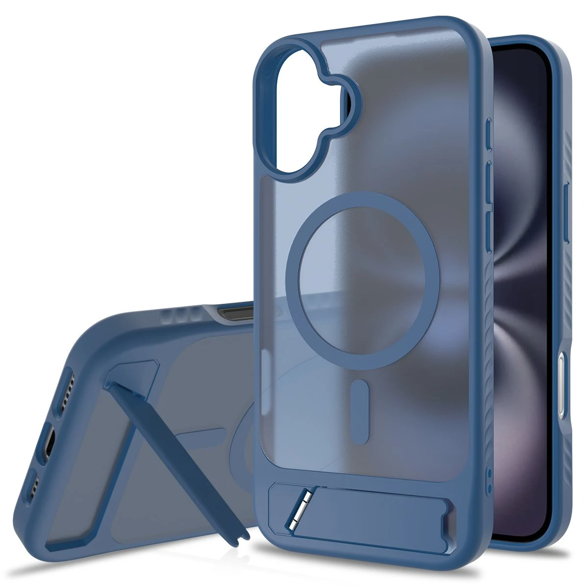 Anti-Scratch Back Shell with Magnetic Rotating Stand Magsafe Charging Case for iPhone 16 Plus