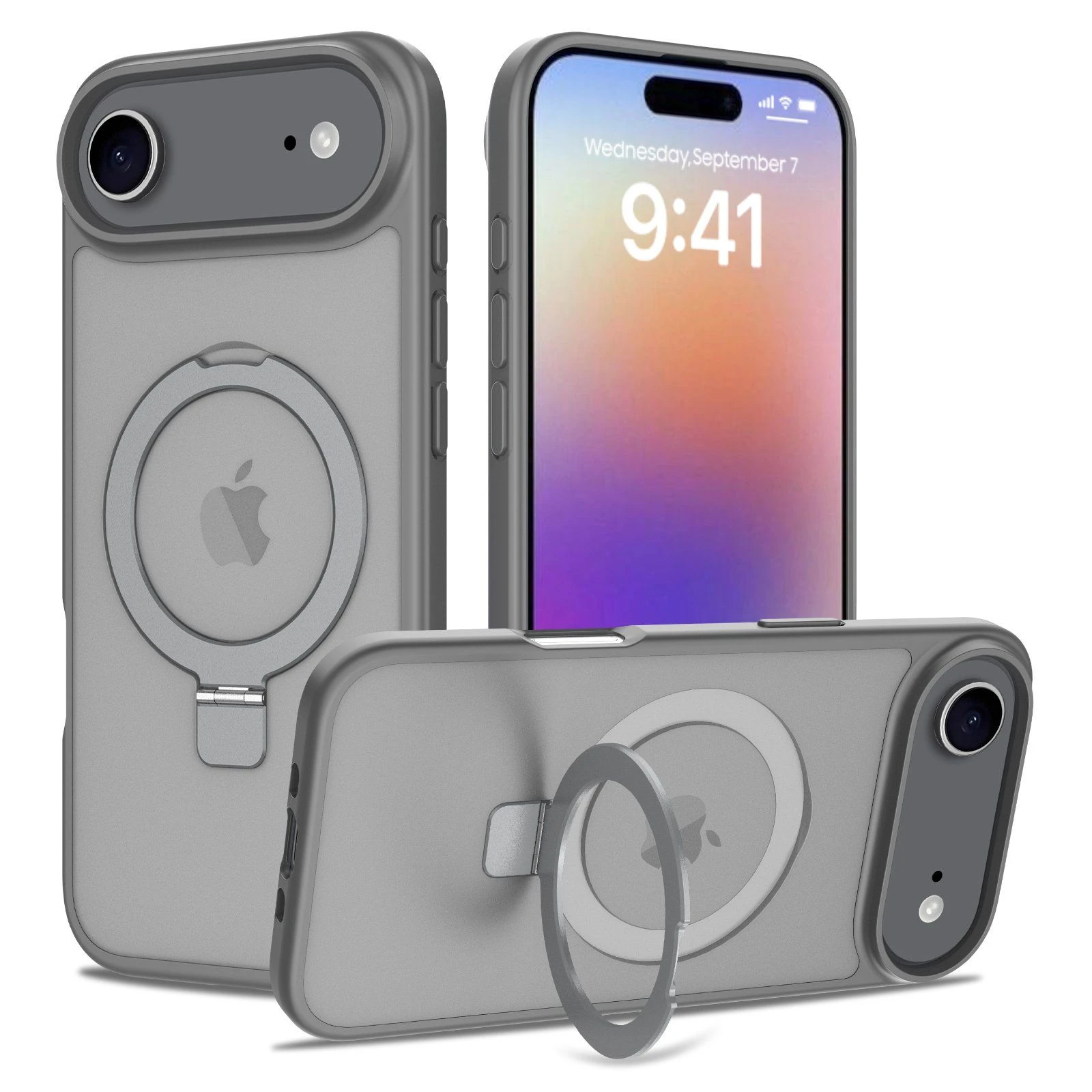 Anti-Scratch Back Shell with Magnetic Rotating Stand Magsafe Charging Cover for iPhone 17 Air