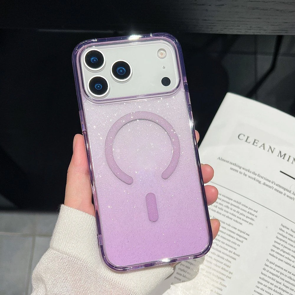 Anti-Yellow Clear Mobile Phone Cover Glitter Iphon 13 14 15 16 17 PRO Max Phone Case