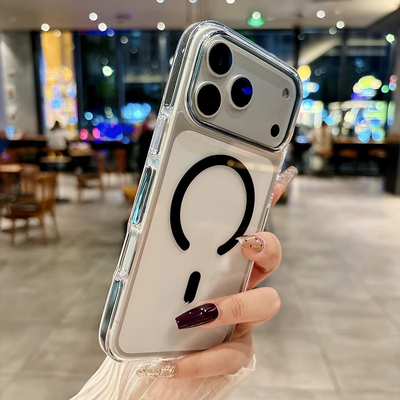 Anti-Yellowing Crystal Clear Acrylic Magnetic Phone Case for iPhone 17 PRO Max 17 Air Compatible with Magsafe