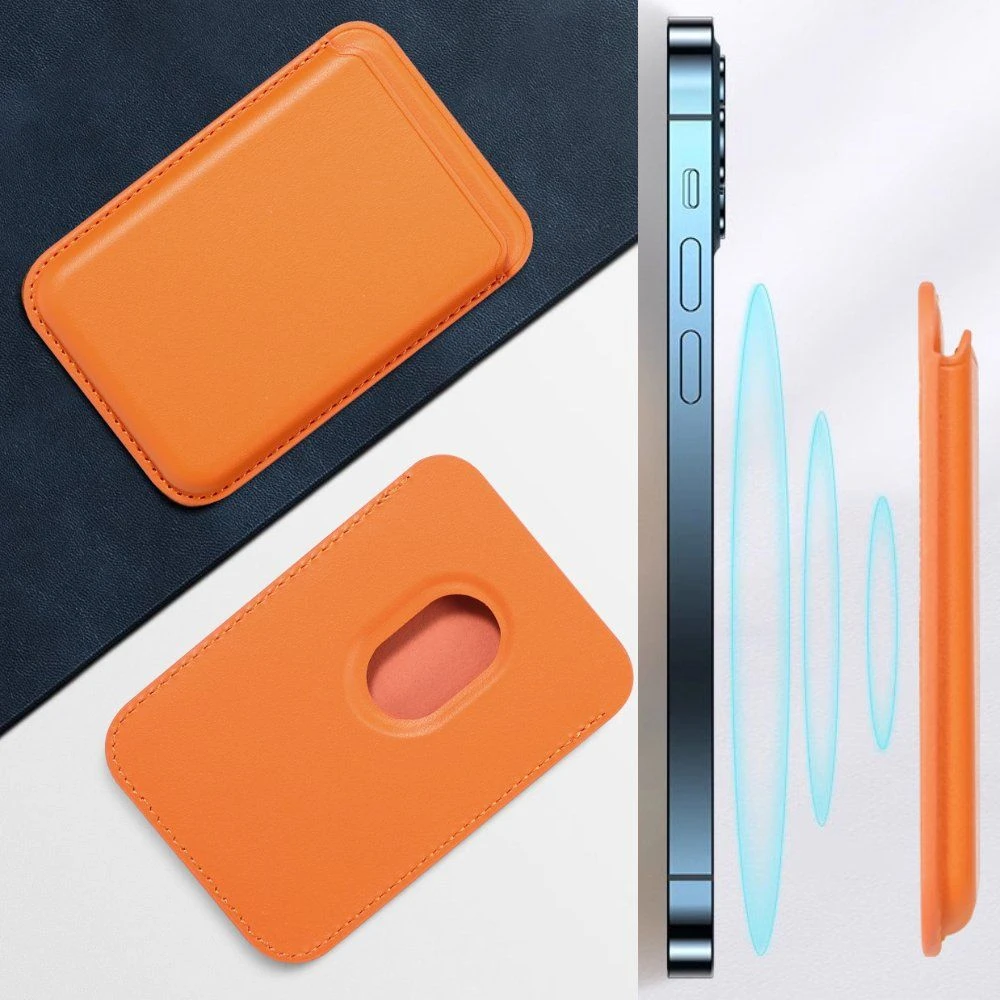 Applicable iPhone 13/14/15/16/17 PRO Max Strong Magnetic Credit Card Wallet Holder Custom Logo Slim RFID PU Leather