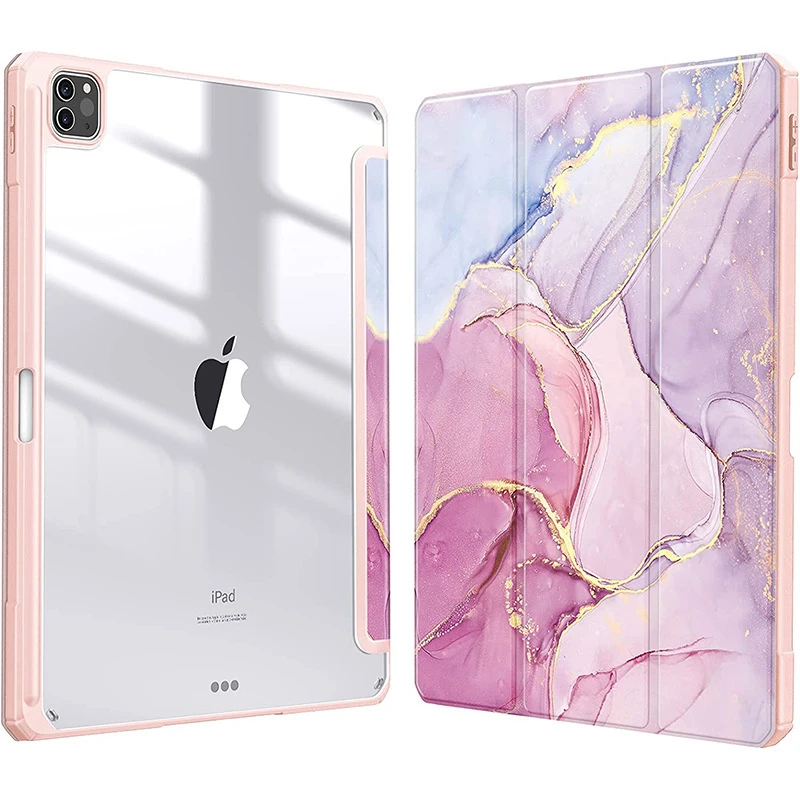 Applicable to Apple iPad PRO 2024 Acrylic Transparent Pen Slot iPad Air 11 Protective Case with Painted Leather Tablet Case