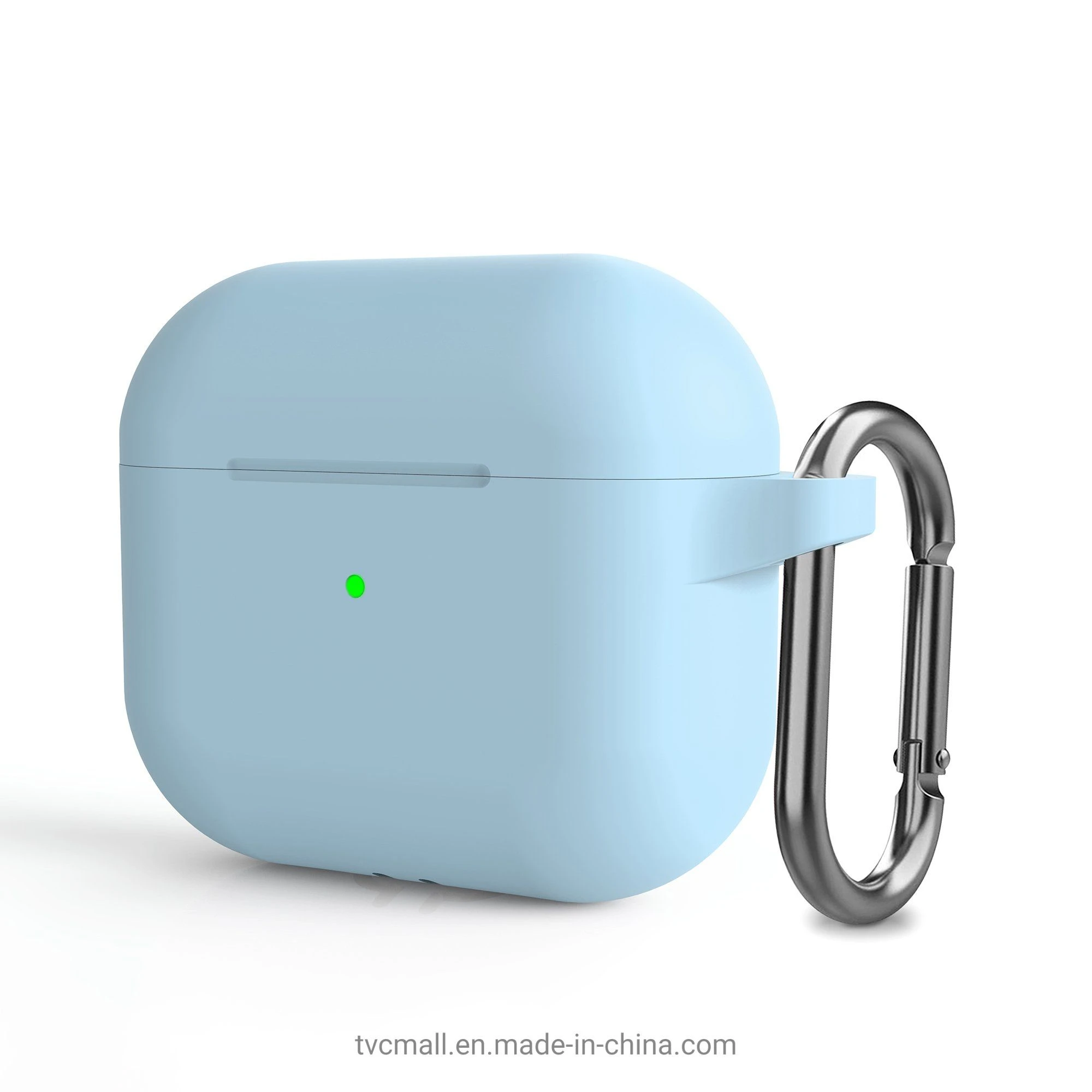 Bluetooth Earphone Silicone Protective Case Dust-Proof Cover with Carabiner for Apple Airpods 3 – Baby Blue