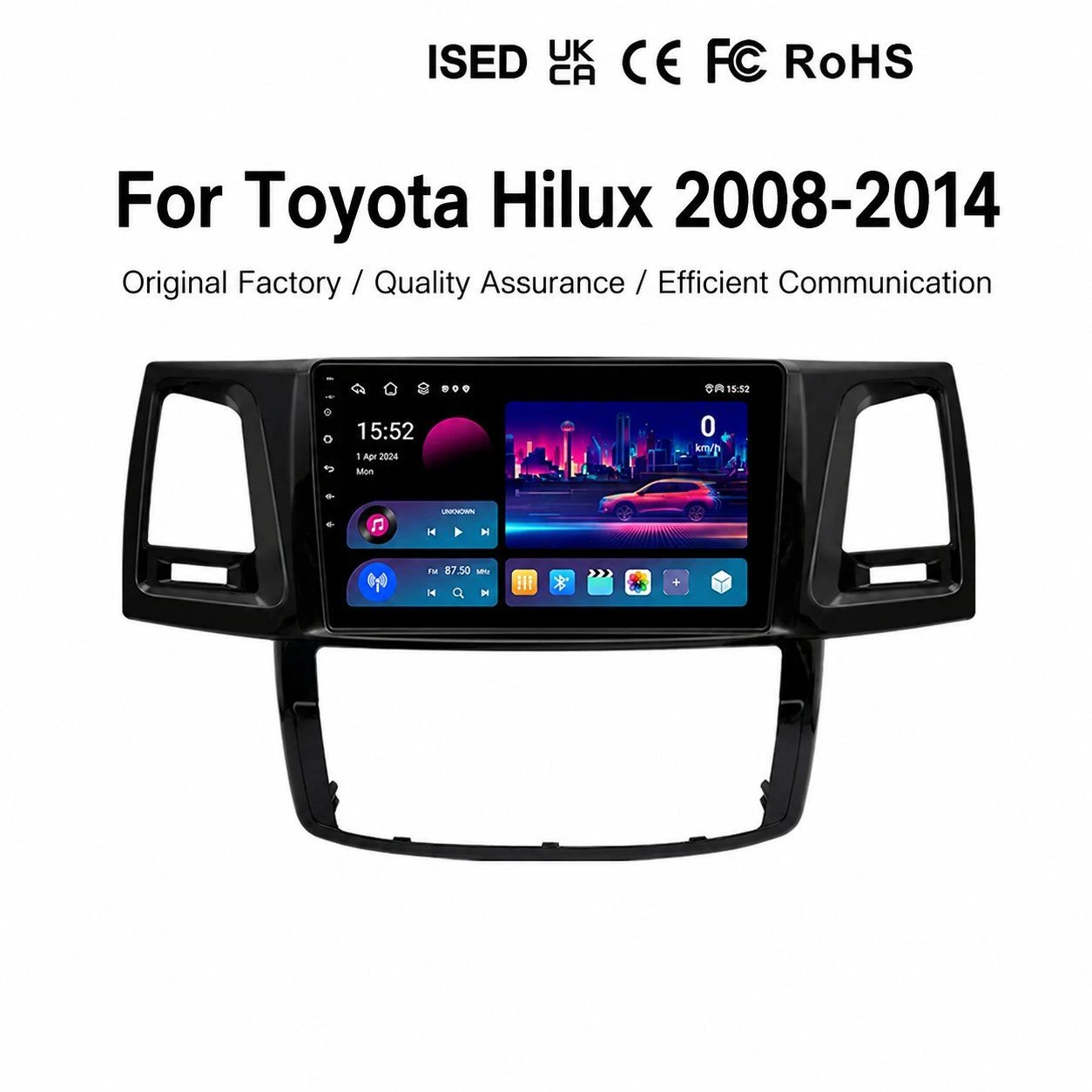Car Electronics 9-Inch Car GPS Navigation Screen for Toyota Hilux 2008-2014 Support Mobile Phone Connection Wireless Carplay