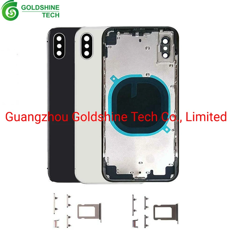 China Factory 1: 1 Us Europe Mobile Phone Back Cover for iPhone X Rear Housing Middle Frame with Parts Bracket Speaker Mesh Replacement Black/White