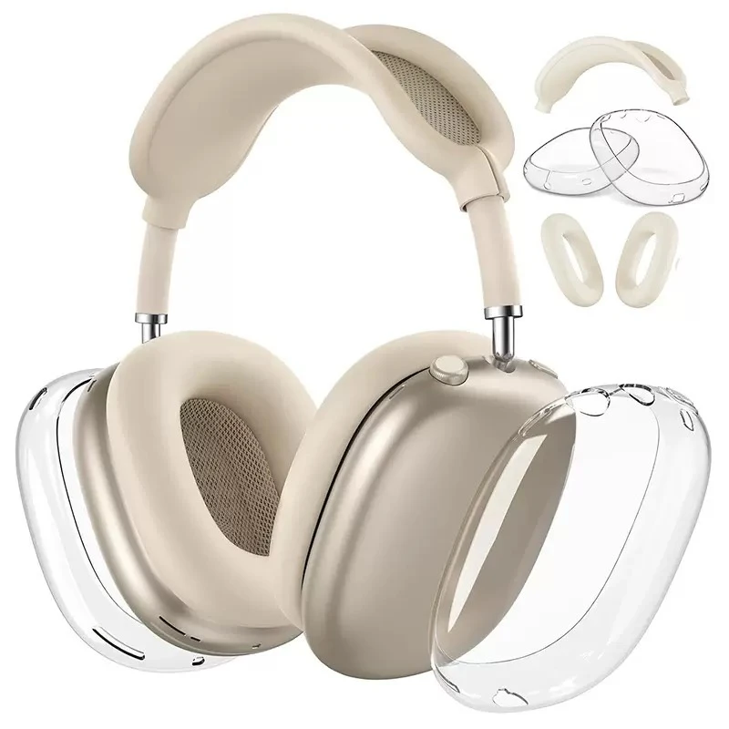 Clear Case Cover for Airpods Max Headphones with Soft TPU Clear Anti-Scratch Transparent Protective Cover