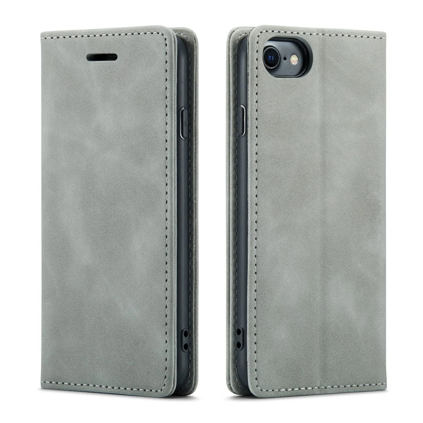 Color Phone Case for Gray iPhone 6__6s Well-Protection Phone Cover PU Leather Matte Case Wallet Stand Shell