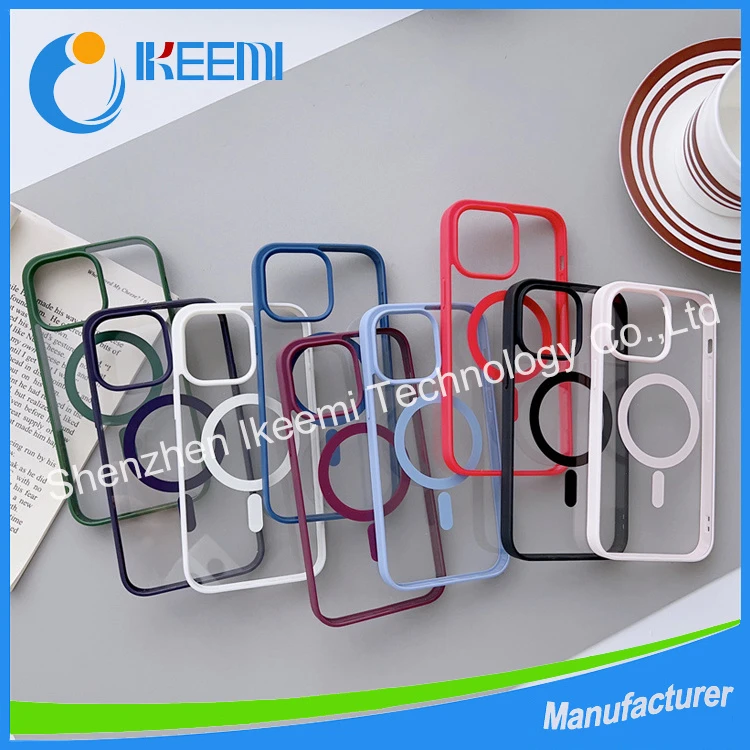 Colorful Edge Shockproof Clear Magnetic Case for iPhone 14 Magnet Case Support Wireless Charging Phone Cases for iPhone11 12 13