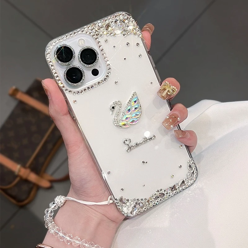 Compatible with Phone Case Clear Bling Diamond Rhinestone Cute Girly Case Glitter Shiny Sparkle Gem Design Soft Silicone Luxury Fashion Protective 3D Phone Case