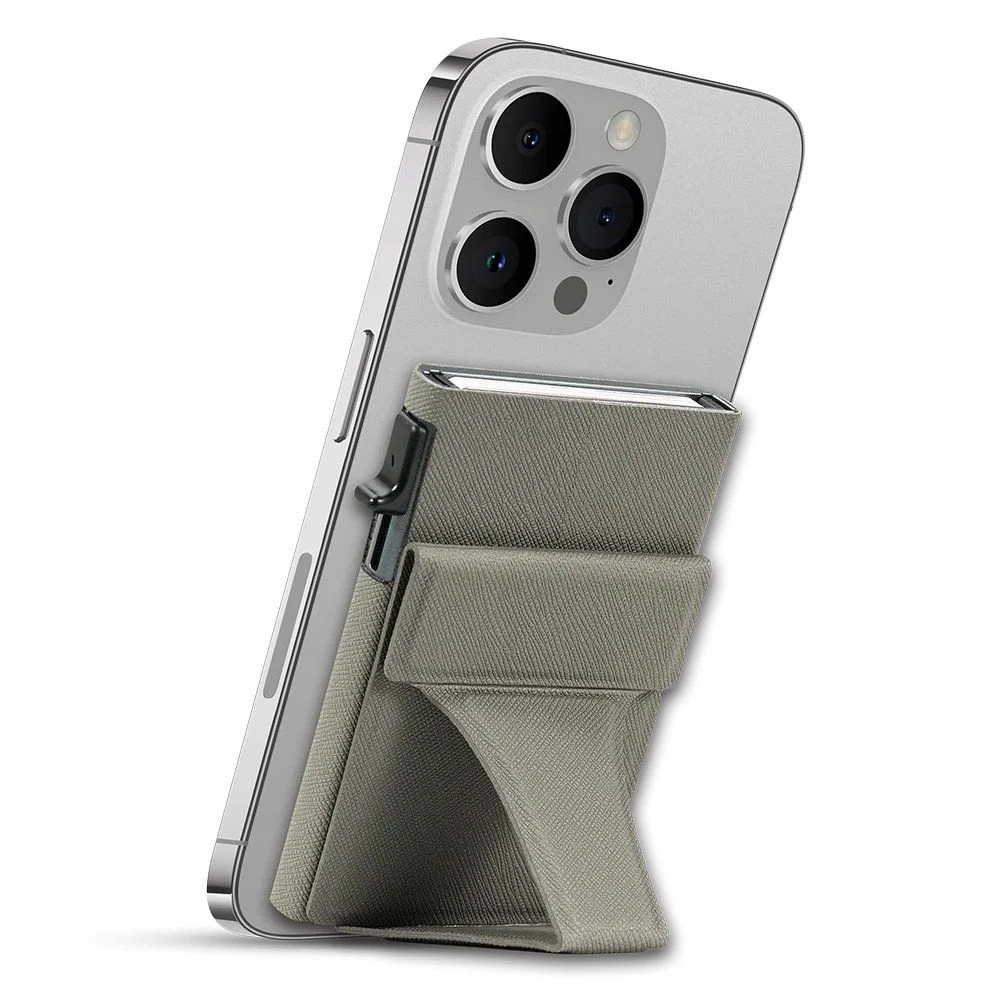 Credit Card Wallet for Back of Phone Automatic RFID Blocking Aluminum Pop up Magnetic Card Holder