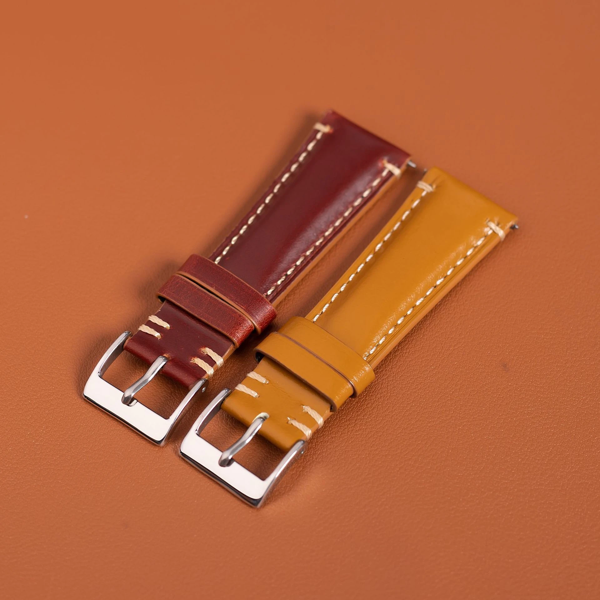 Custom 20 22 24mm Vintage Genuine Leather Watch Strap Band