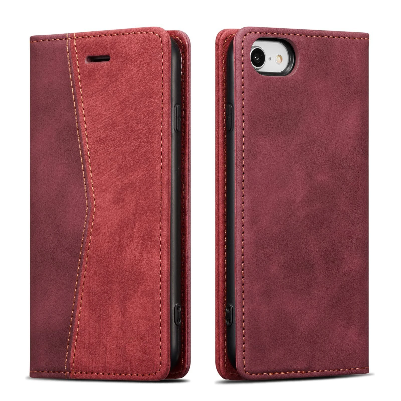 Custom Support High Quality PU PC Leather Wallet Textured Leather Flip Phone Cases for iPhone 7__8__Se