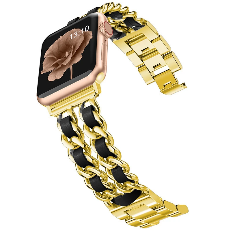 Customizable Alloy PU Leather Watch Strap Band for Apple Samsung Garmin Fitbit