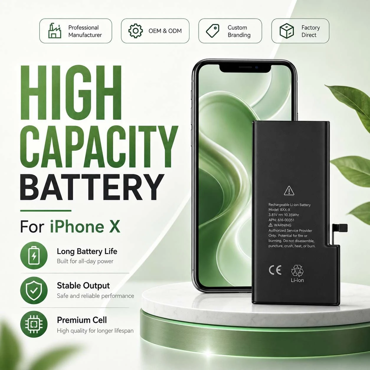 Distributor Supply Durable iPhone Battery with Health Display for iPhone X for iPhone 6s Plus 12 PRO Max 14 15