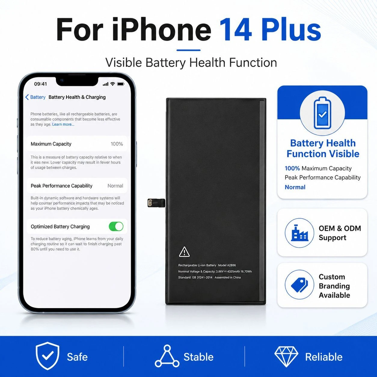 Distributor Supply Health Visible iPhone Battery for iPhone 14 Plus for iPhone X 11 12 PRO 15 PRO Max