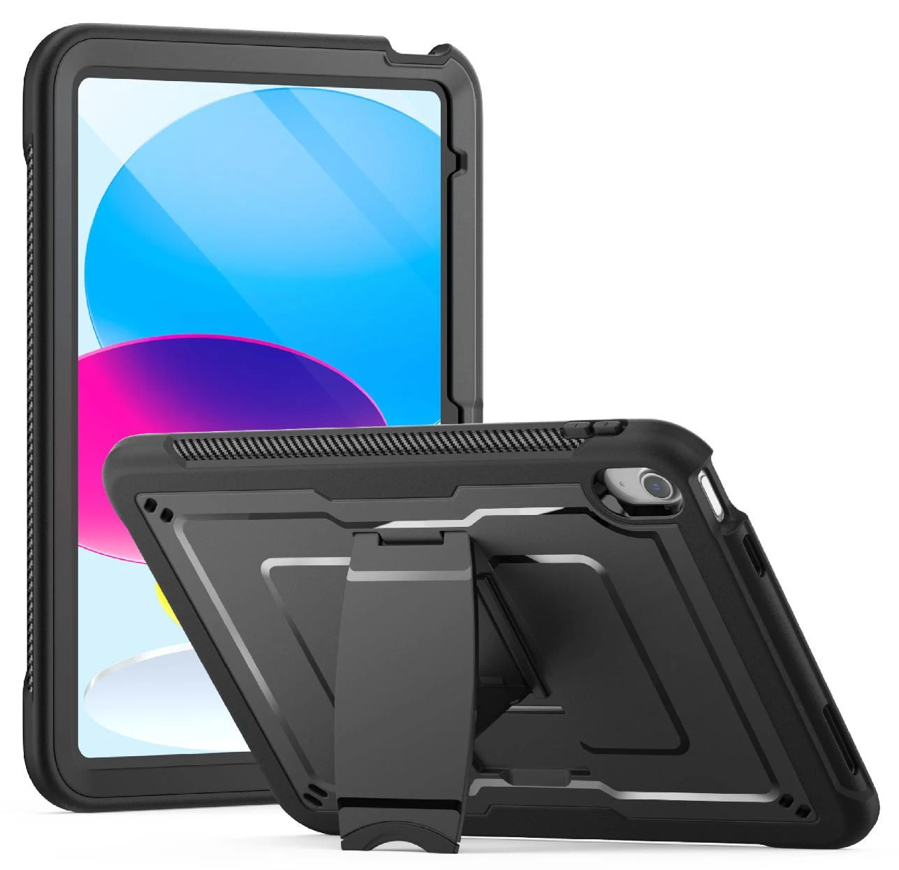 Drop-Proof Tablet Case with Full Body Protection, Folding Bracket for iPad 10th Gen. 2022/11th Gen 2025 A16 – Black