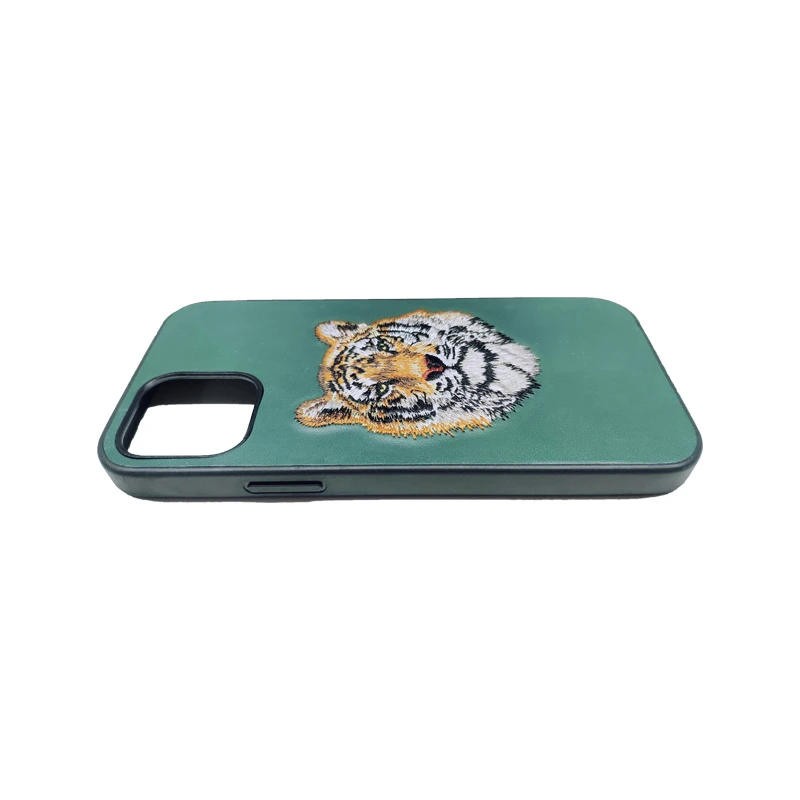 Exquisite Handmade High Quality PU Leather Phone Case with Lovely Animal Embroidery Back Cover