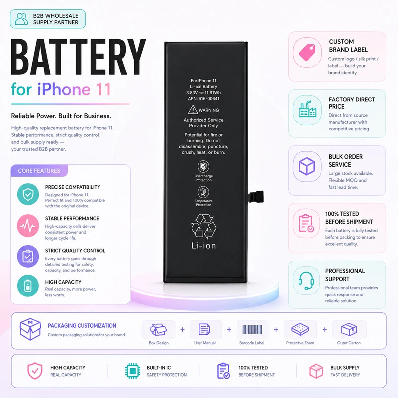 Factory Supplier Internal Mobile Phone Battery Full Capacity Battery for iPhone 11 15 PRO Max Xr 6s