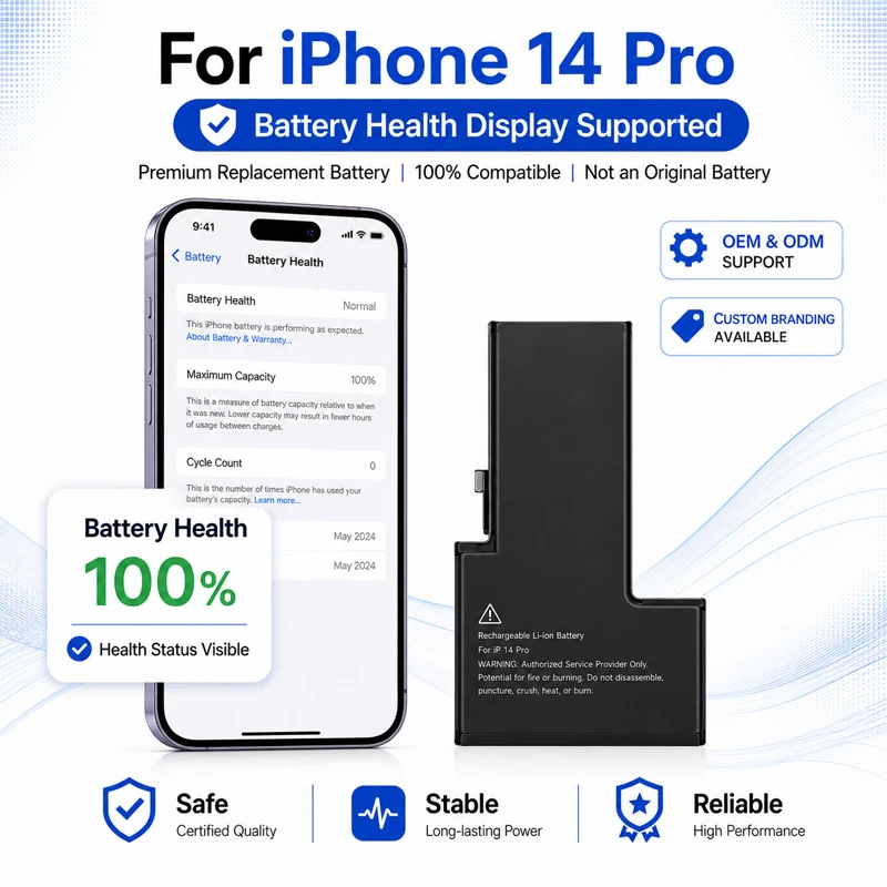 Factory Supply No Warning Pop-up iPhone Battery for iPhone 14 PRO for iPhone X Xs Max 11 15 Plus