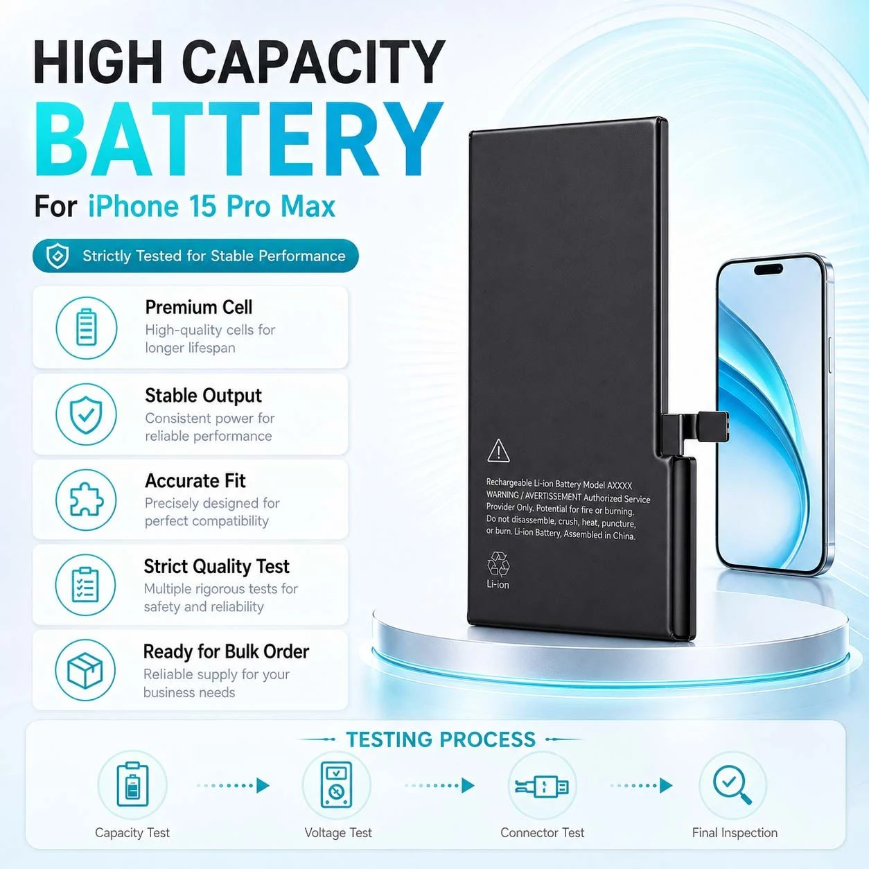 Factory Supply Super Capacity iPhone Battery for iPhone 15 PRO Max for iPhone X 11 PRO 12 Mini 14 Plus