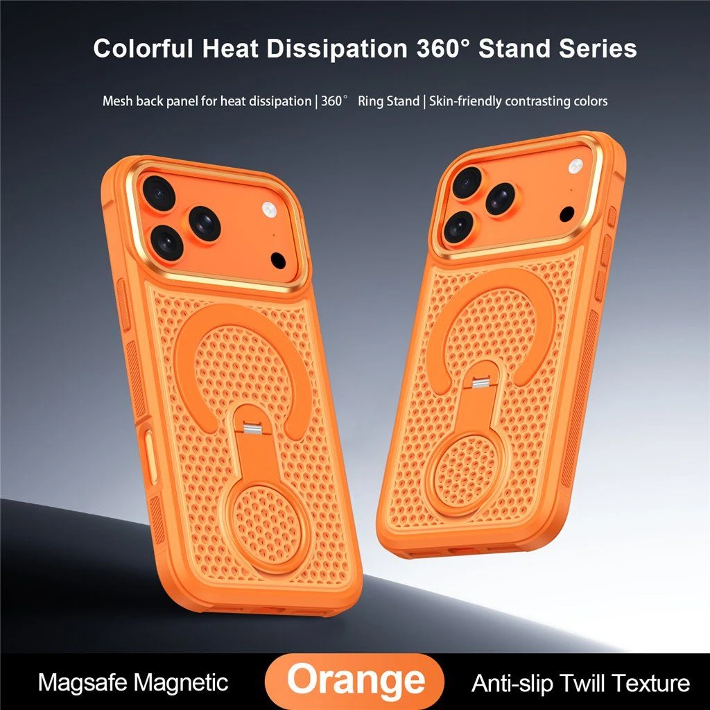 Factory Supply Ventilated Heat Dissipation Phone Cover Built-in Magnet 360° Rotating Metal Ring Stand Shockproof Phone Case