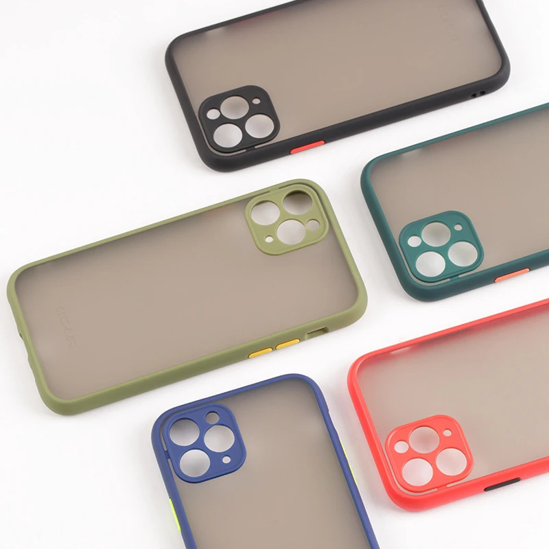 Fashion Mixed Color Translucent Matte PC Hard Back TPU Hybrid Cover Phone Case for iPhone 11 PRO 12