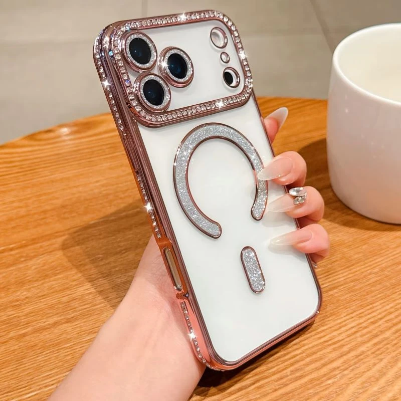 Fashion Sparkle Glitter Diamond Magnetic Phone Case for iPhone 15 PRO Max 15 Plus Compatible with Magsafe