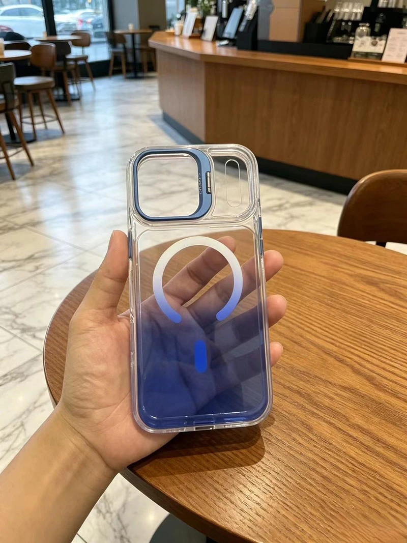 Fashion Watercolor Clear PC Phone Case for iPhone 14 Plus 15 Plus 16 Plus with Magsafe Magnetic Charging